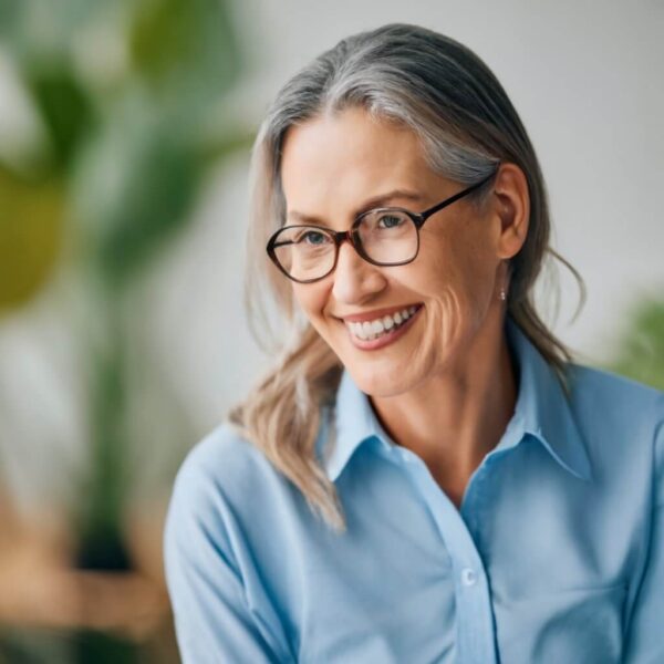 smiling menopausal woman