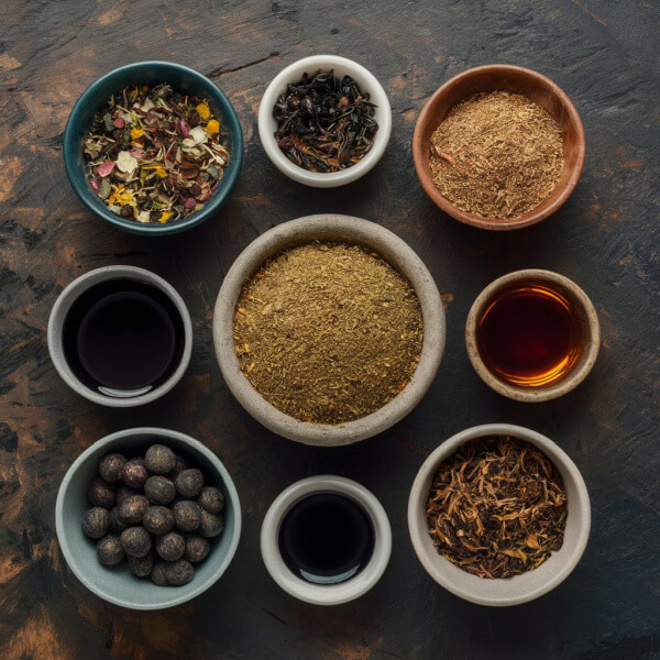bowls of herbalism herbs