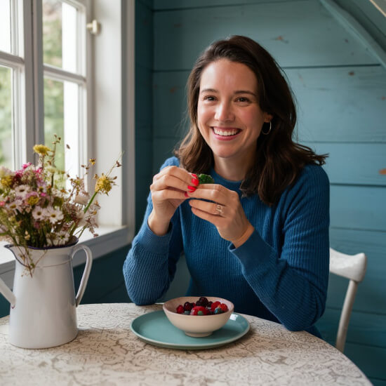 diabetic woman eating a bowl of berries