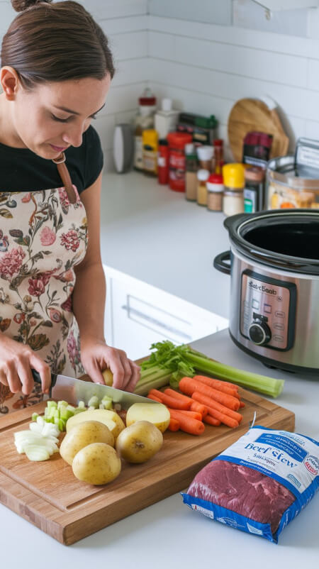 woman preparing ingredients for Poor Man's Stew